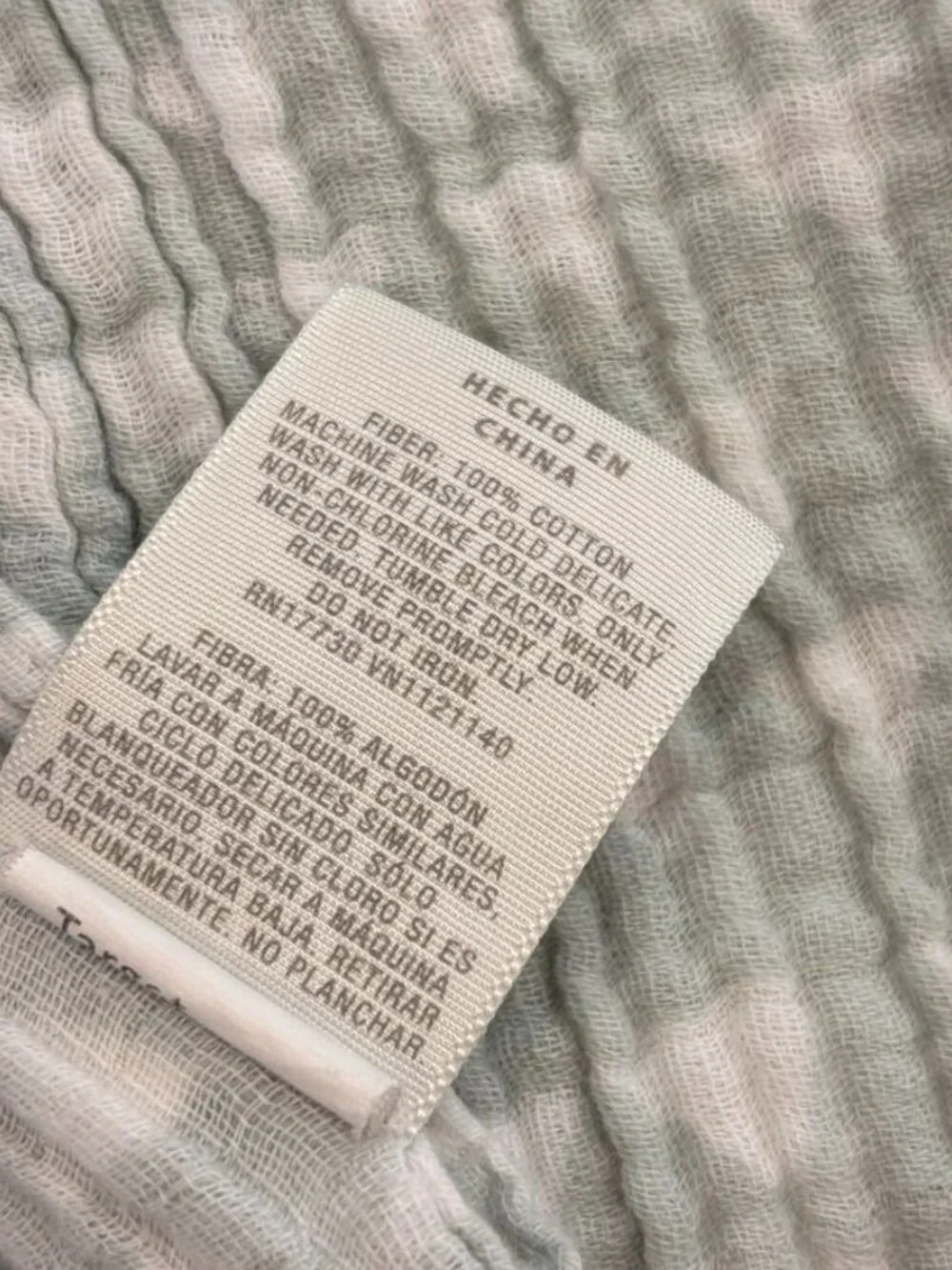 Cloud Island Gray & White Muslin Baby Blanket Triangle Pattern